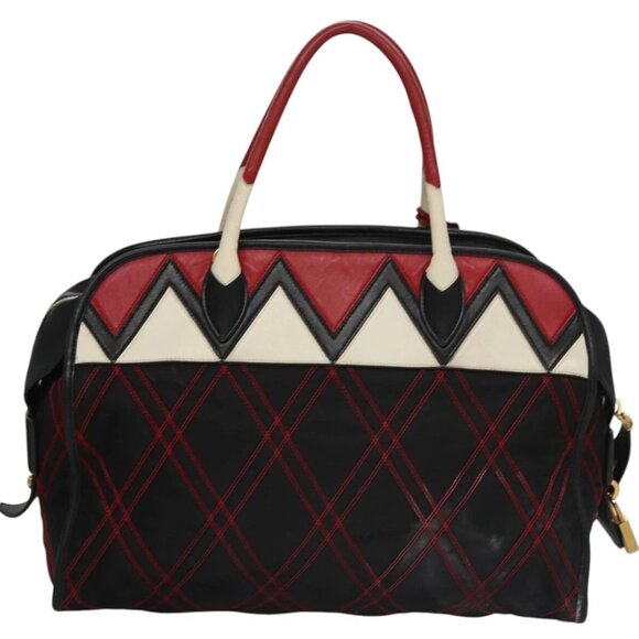 PRADA Hand Bag Nylon Black Red white Auth 105507V - Picture 3 of 15